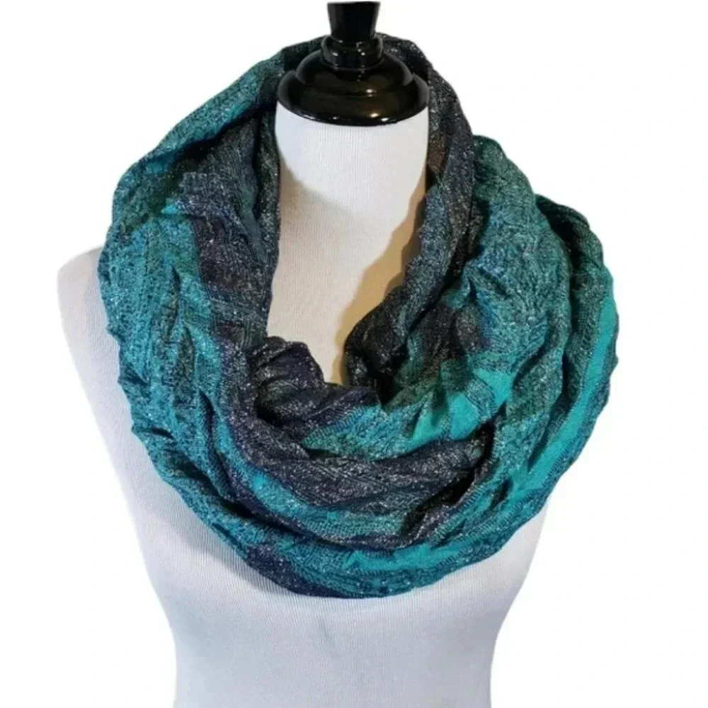 Metallic blue/aqua eternity‎ scarf